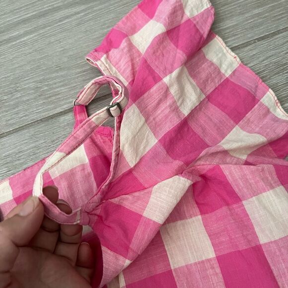 Bobeau Size XL Pink Gingham Checked Off the Shoulder Blouse W/ Spaghetti Straps - Picture 3 of 6